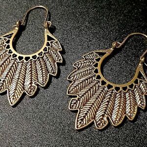 Gold-Tone Feather Dangle Earrings 2.2 inches